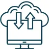 Et ikon af backup mellem computer og server