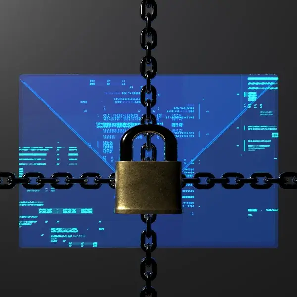 S/MIME: Din Digitale Postkasse på Steroider (2024) 3 Et billede af en lås foran en skærm, som repræsenterer email sikkerhed